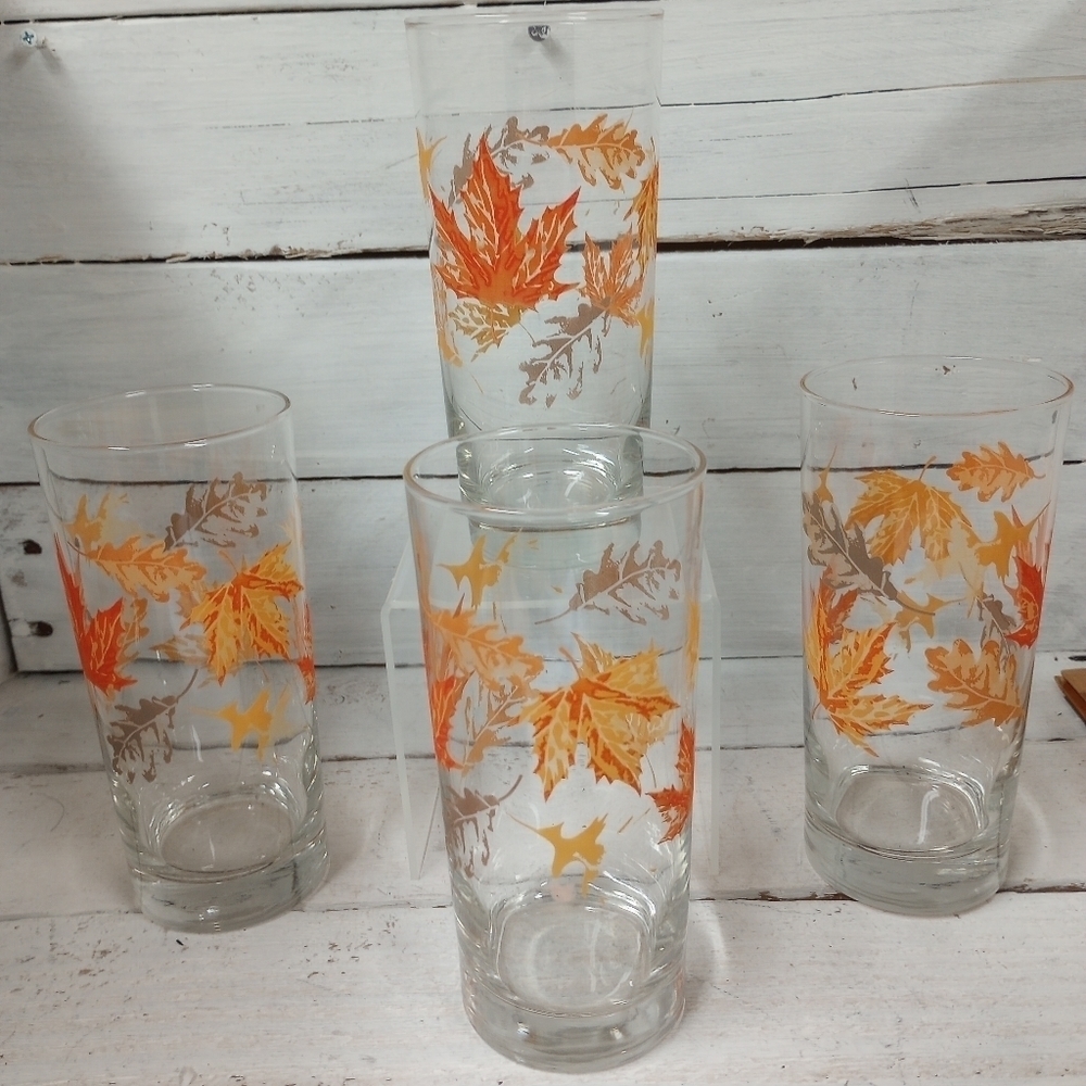 Vintage Libbey Fall Leaf Drinking Glasses Set of 4 – Autumn Leaves Tumblers